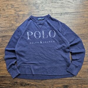 Polo Ralph Lauren Women's Camo Applique High-Low Hem Sweatshirt Navy Size XS